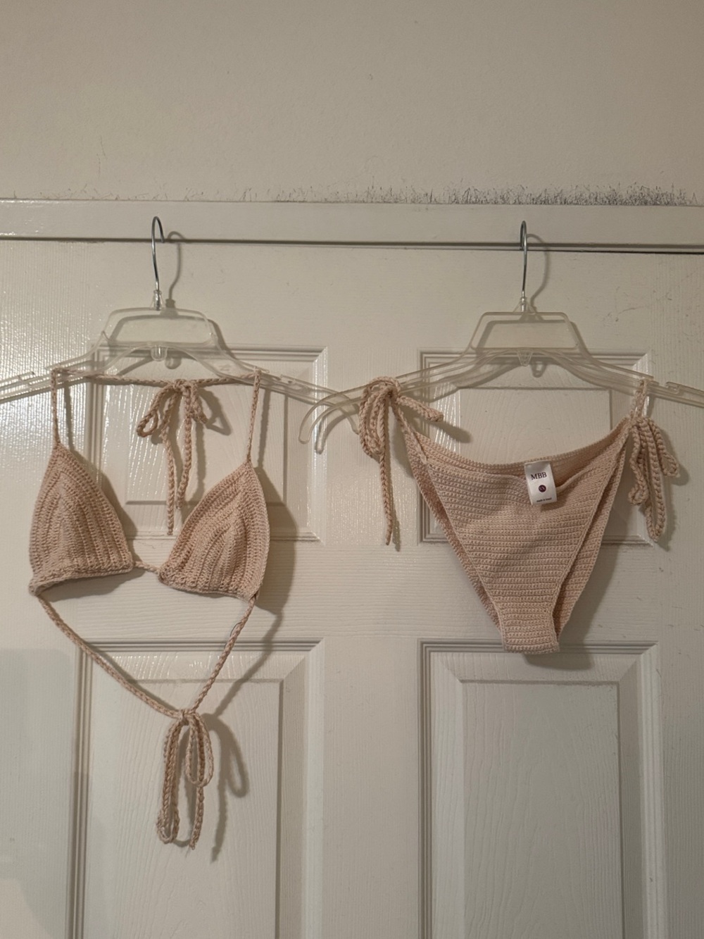 Miami Beach Boutique Beige Knit Bikini Set Size XS NWOT Made in Brazil
